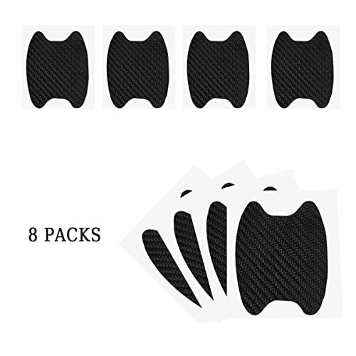 4PCS Sticker, Carbon Fiber Anti-Scratches Car Door Cup Protector, Non-Marking Auto Door Handle Protective Film, Universal for Most Car Handles (Black/4PCS)