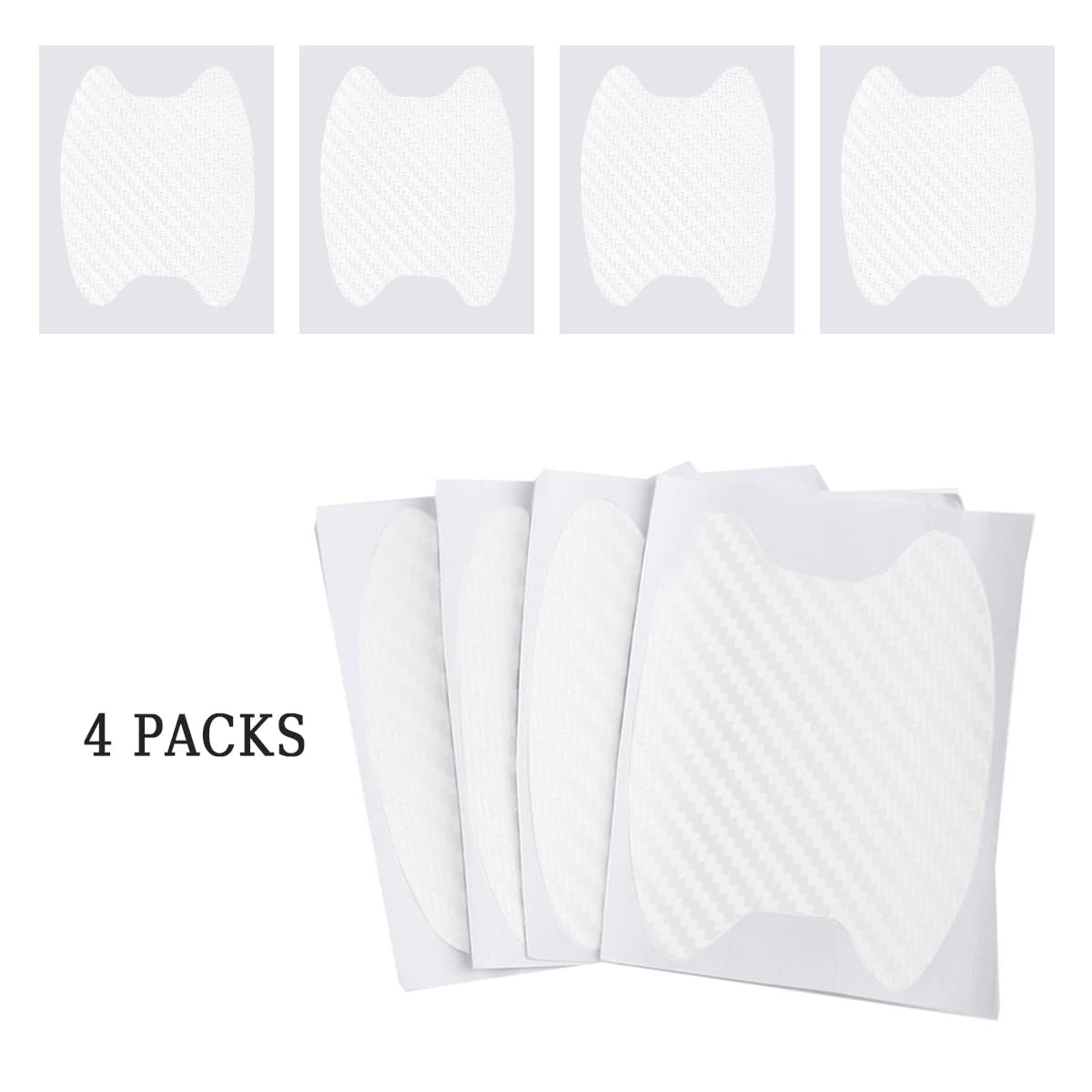 4PCS Sticker, Carbon Fiber Anti-Scratches Car Door Cup Protector, Non-Marking Auto Door Handle Protective Film, Universal for Most Car Handles (Black/4PCS)