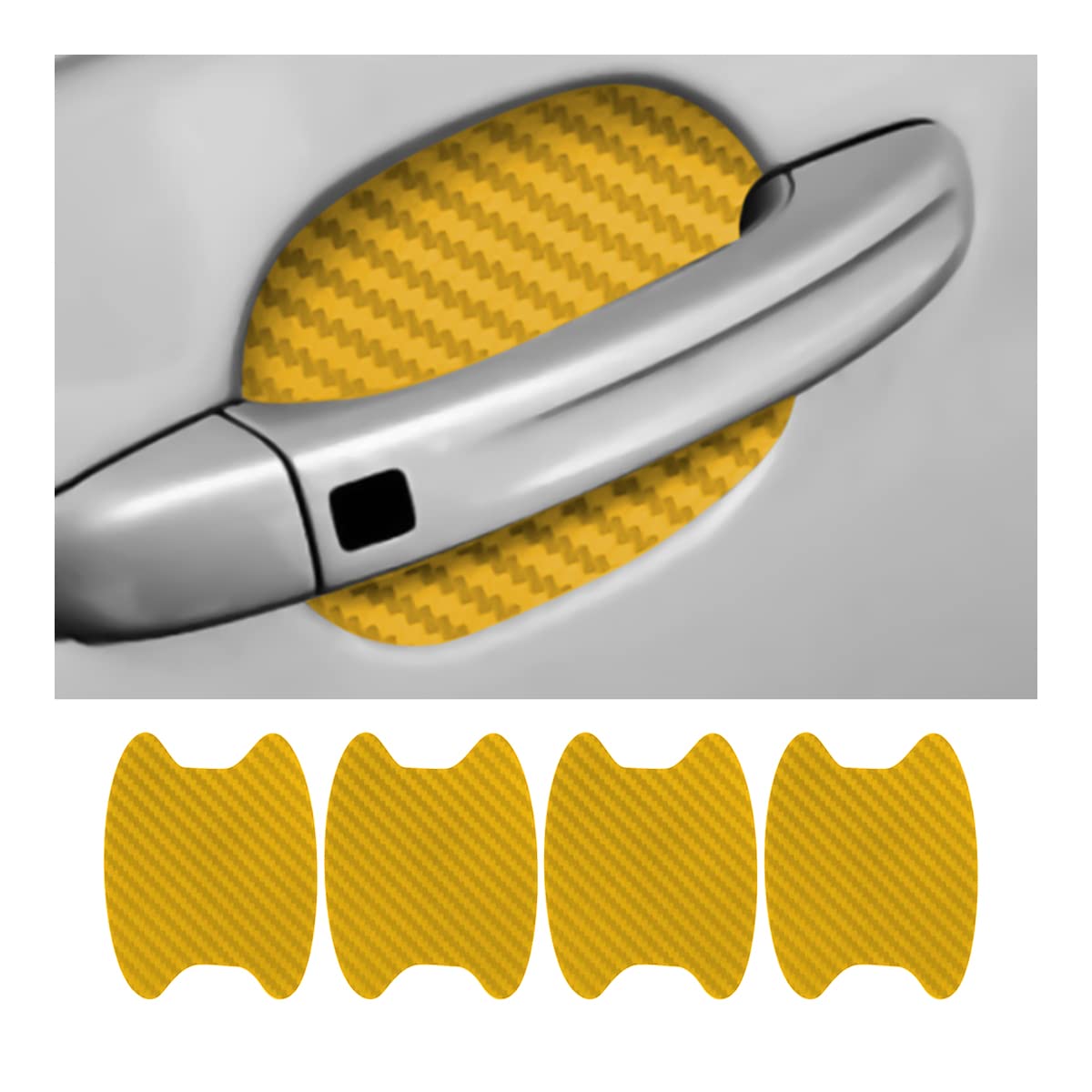 4PCS Sticker, Carbon Fiber Anti-Scratches Car Door Cup Protector, Non-Marking Auto Door Handle Protective Film, Universal for Most Car Handles (Black/4PCS)