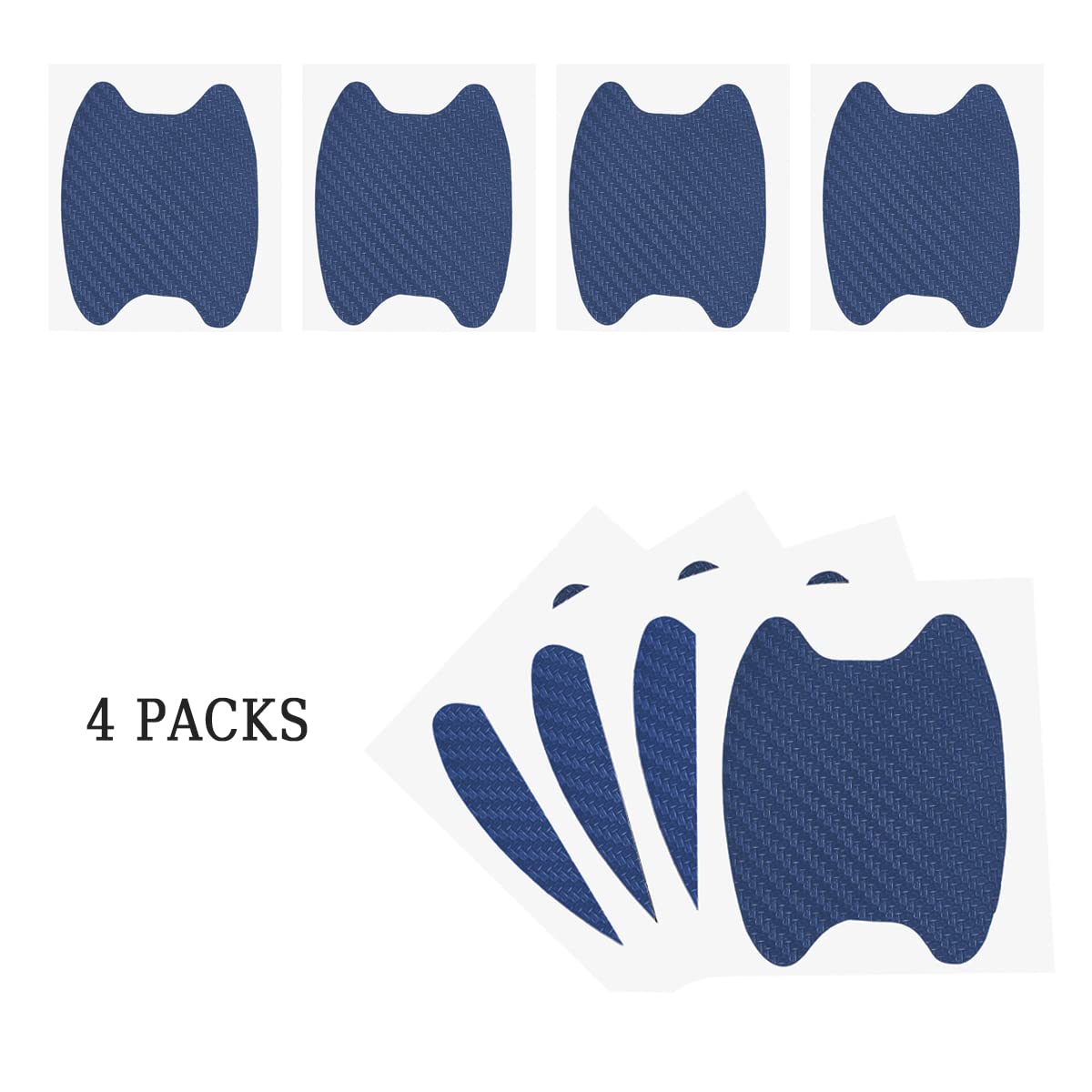 4PCS Sticker, Carbon Fiber Anti-Scratches Car Door Cup Protector, Non-Marking Auto Door Handle Protective Film, Universal for Most Car Handles (Black/4PCS)