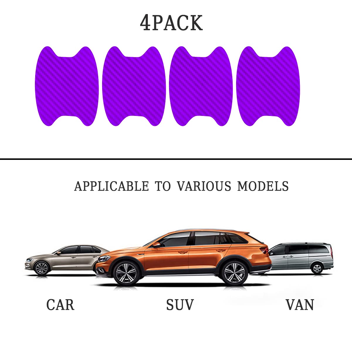 4PCS Sticker, Carbon Fiber Anti-Scratches Car Door Cup Protector, Non-Marking Auto Door Handle Protective Film, Universal for Most Car Handles (Black/4PCS)