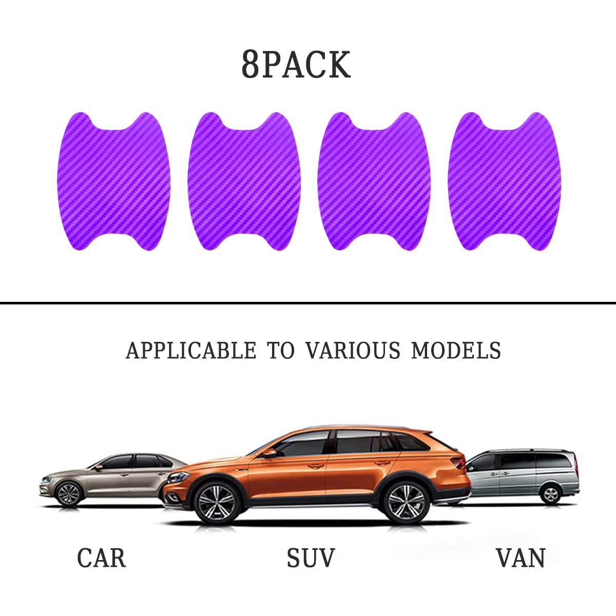 4PCS Sticker, Carbon Fiber Anti-Scratches Car Door Cup Protector, Non-Marking Auto Door Handle Protective Film, Universal for Most Car Handles (Black/4PCS)
