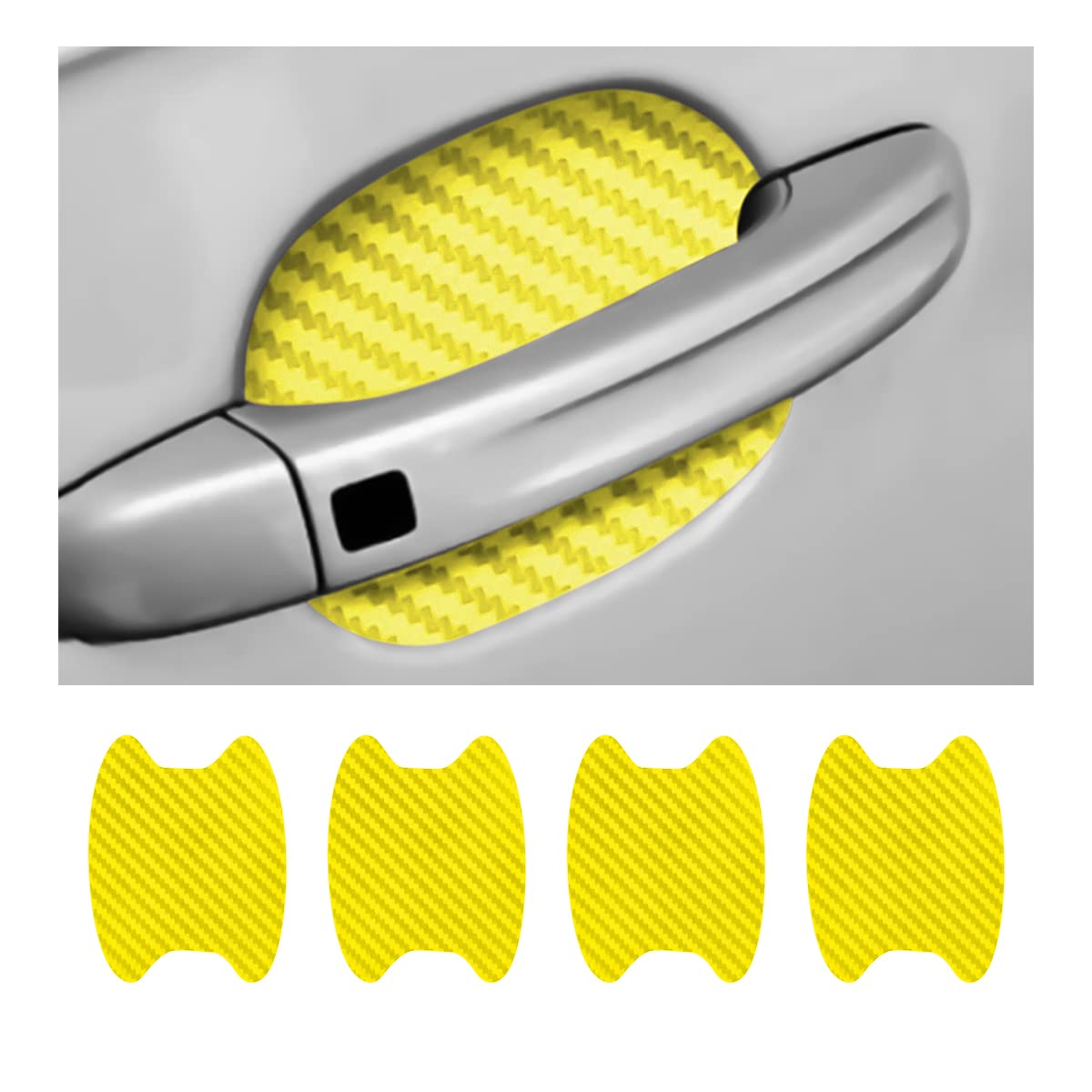 4PCS Sticker, Carbon Fiber Anti-Scratches Car Door Cup Protector, Non-Marking Auto Door Handle Protective Film, Universal for Most Car Handles (Black/4PCS)
