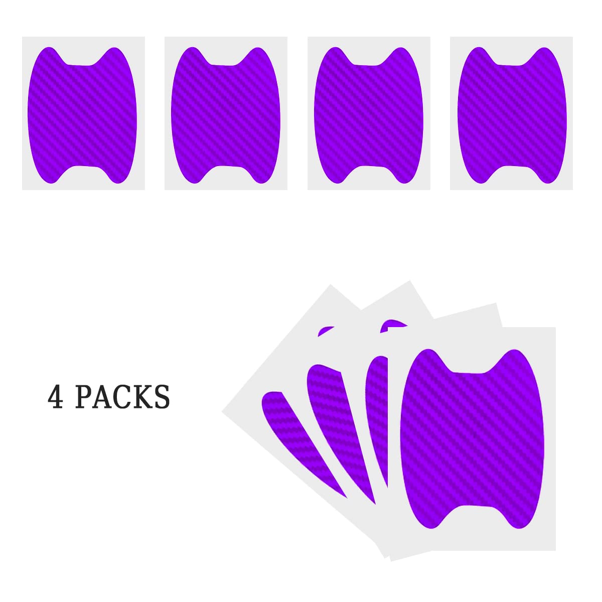 4PCS Sticker, Carbon Fiber Anti-Scratches Car Door Cup Protector, Non-Marking Auto Door Handle Protective Film, Universal for Most Car Handles (Black/4PCS)