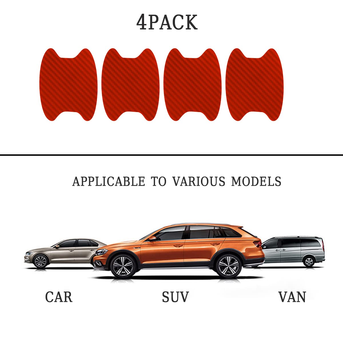 4PCS Sticker, Carbon Fiber Anti-Scratches Car Door Cup Protector, Non-Marking Auto Door Handle Protective Film, Universal for Most Car Handles (Black/4PCS)