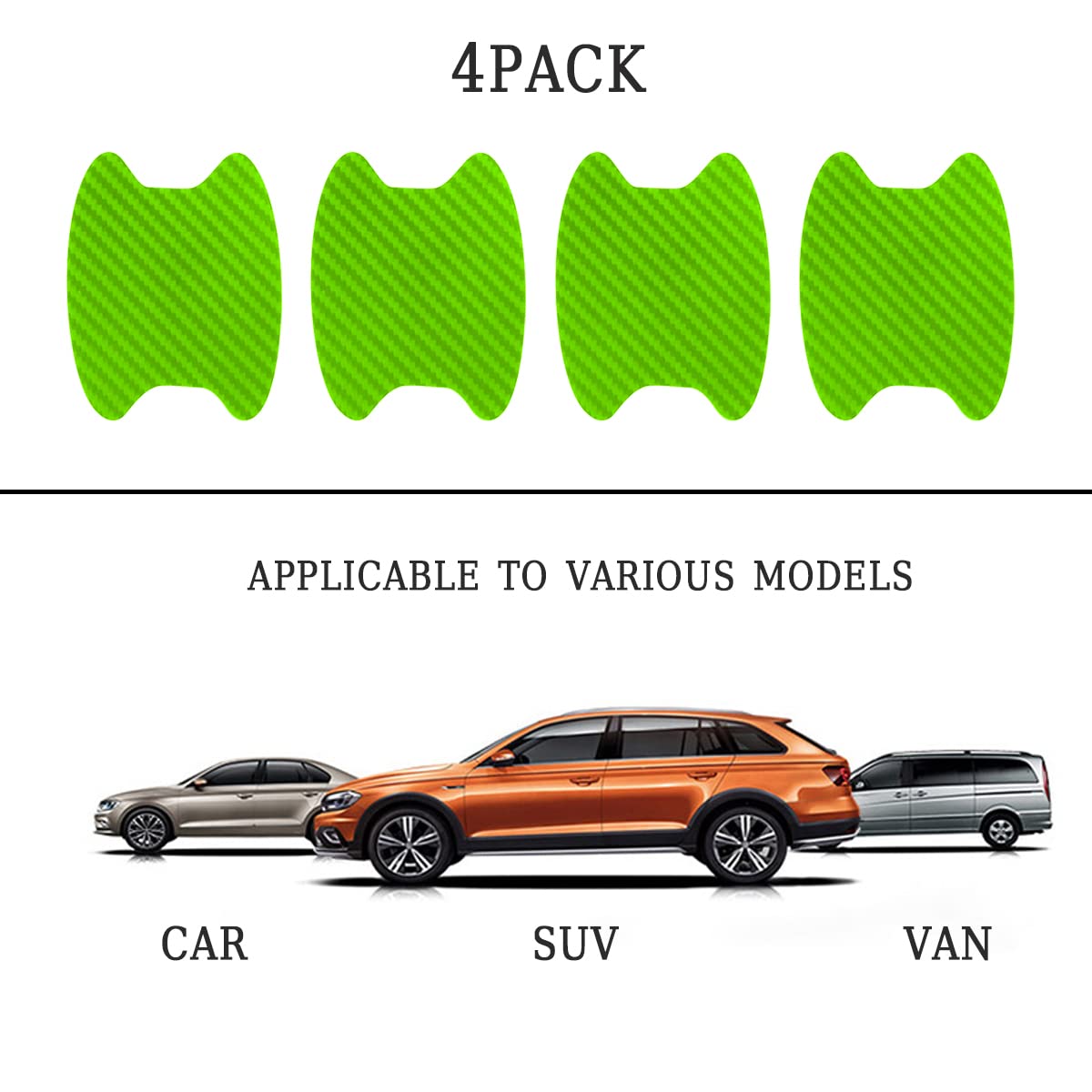 4PCS Sticker, Carbon Fiber Anti-Scratches Car Door Cup Protector, Non-Marking Auto Door Handle Protective Film, Universal for Most Car Handles (Black/4PCS)