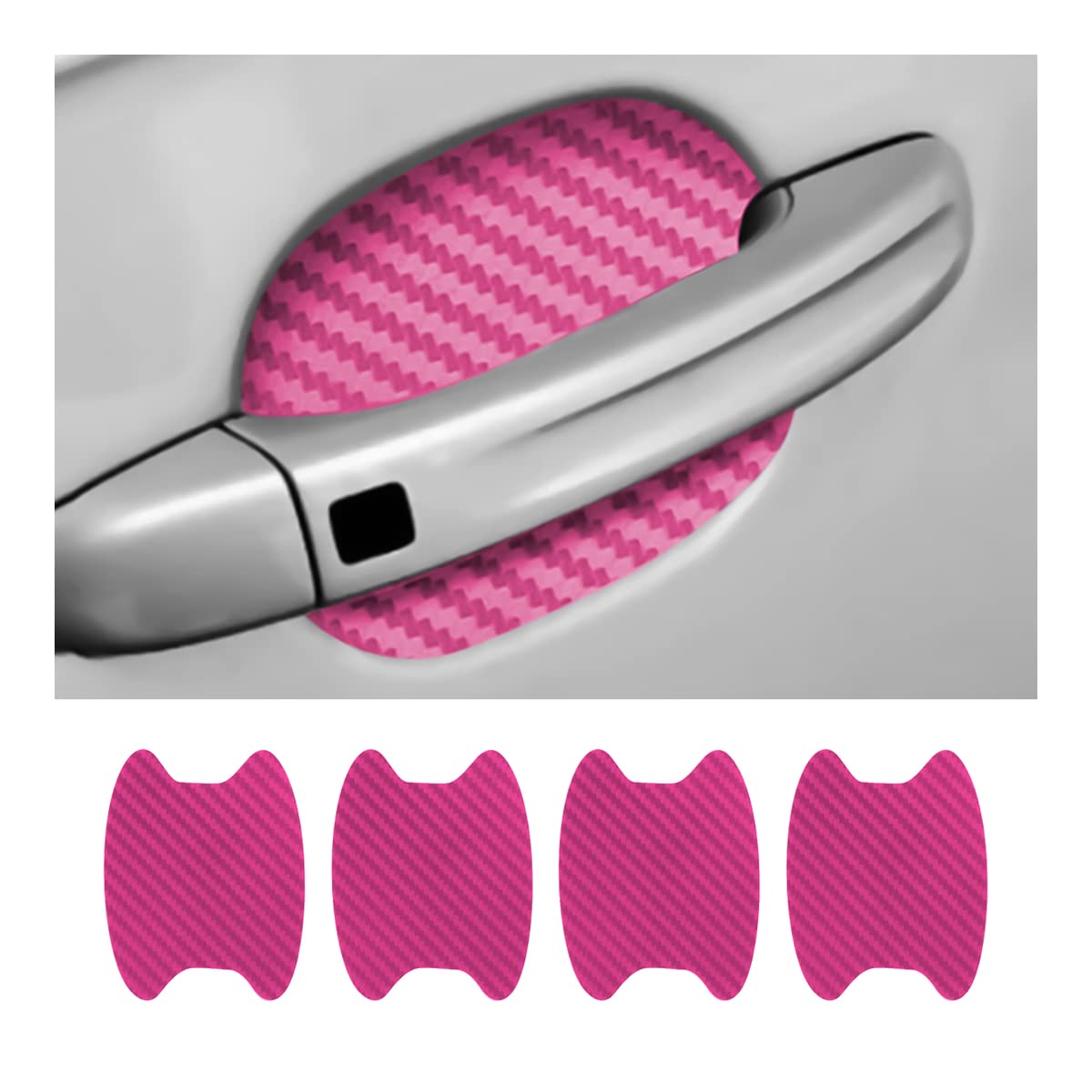 4PCS Sticker, Carbon Fiber Anti-Scratches Car Door Cup Protector, Non-Marking Auto Door Handle Protective Film, Universal for Most Car Handles (Black/4PCS)
