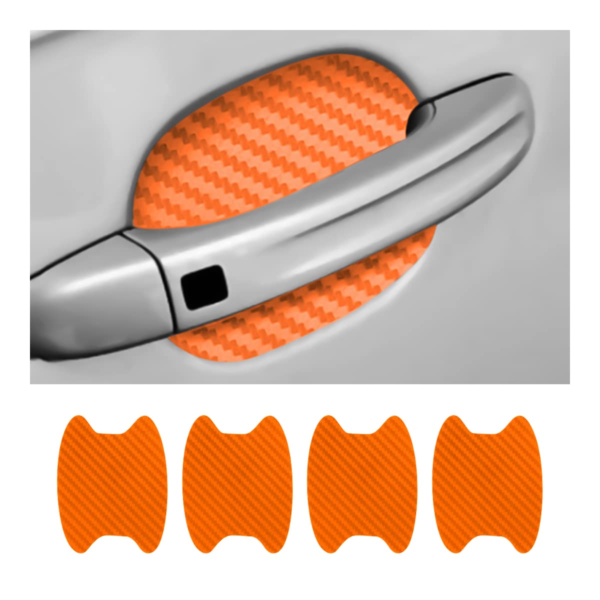 4PCS Sticker, Carbon Fiber Anti-Scratches Car Door Cup Protector, Non-Marking Auto Door Handle Protective Film, Universal for Most Car Handles (Black/4PCS)