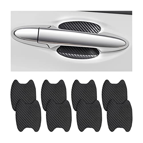4PCS Sticker, Carbon Fiber Anti-Scratches Car Door Cup Protector, Non-Marking Auto Door Handle Protective Film, Universal for Most Car Handles (Black/4PCS)