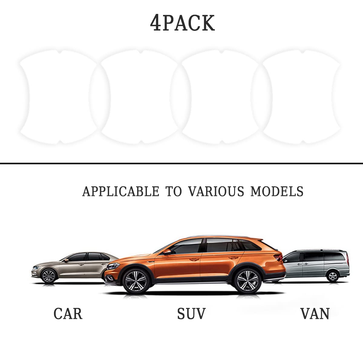 4PCS Sticker, Carbon Fiber Anti-Scratches Car Door Cup Protector, Non-Marking Auto Door Handle Protective Film, Universal for Most Car Handles (Black/4PCS)