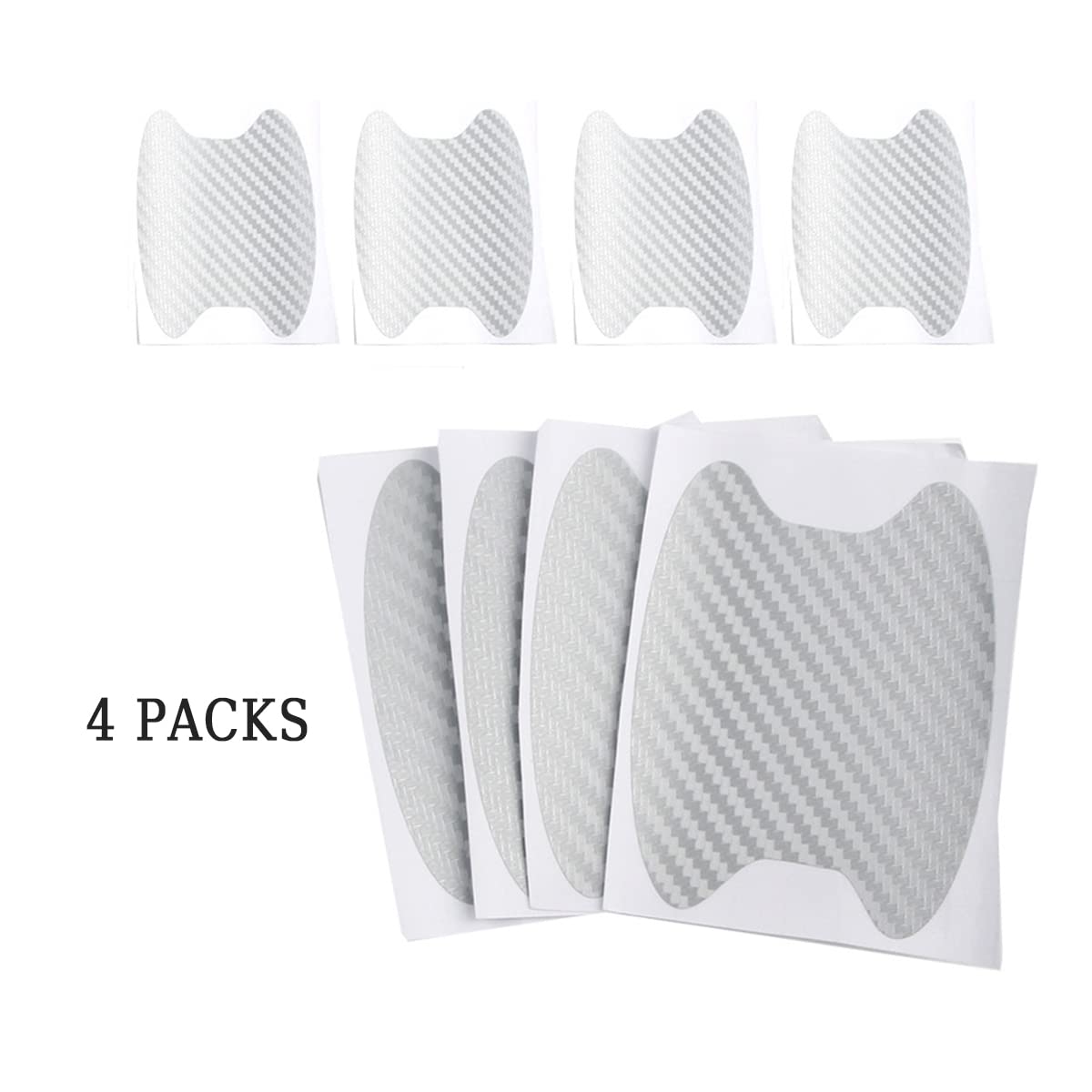 4PCS Sticker, Carbon Fiber Anti-Scratches Car Door Cup Protector, Non-Marking Auto Door Handle Protective Film, Universal for Most Car Handles (Black/4PCS)