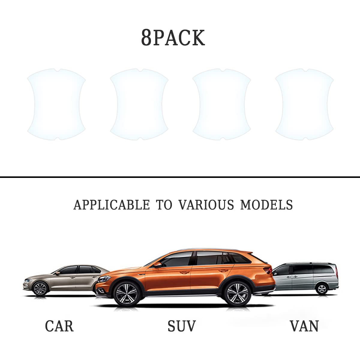 4PCS Sticker, Carbon Fiber Anti-Scratches Car Door Cup Protector, Non-Marking Auto Door Handle Protective Film, Universal for Most Car Handles (Black/4PCS)