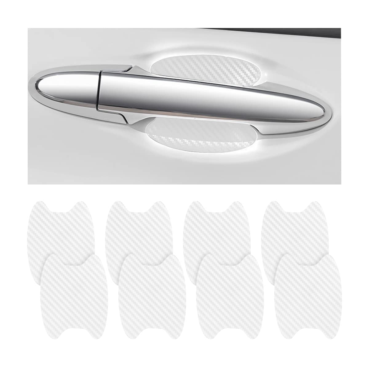 4PCS Sticker, Carbon Fiber Anti-Scratches Car Door Cup Protector, Non-Marking Auto Door Handle Protective Film, Universal for Most Car Handles (Black/4PCS)