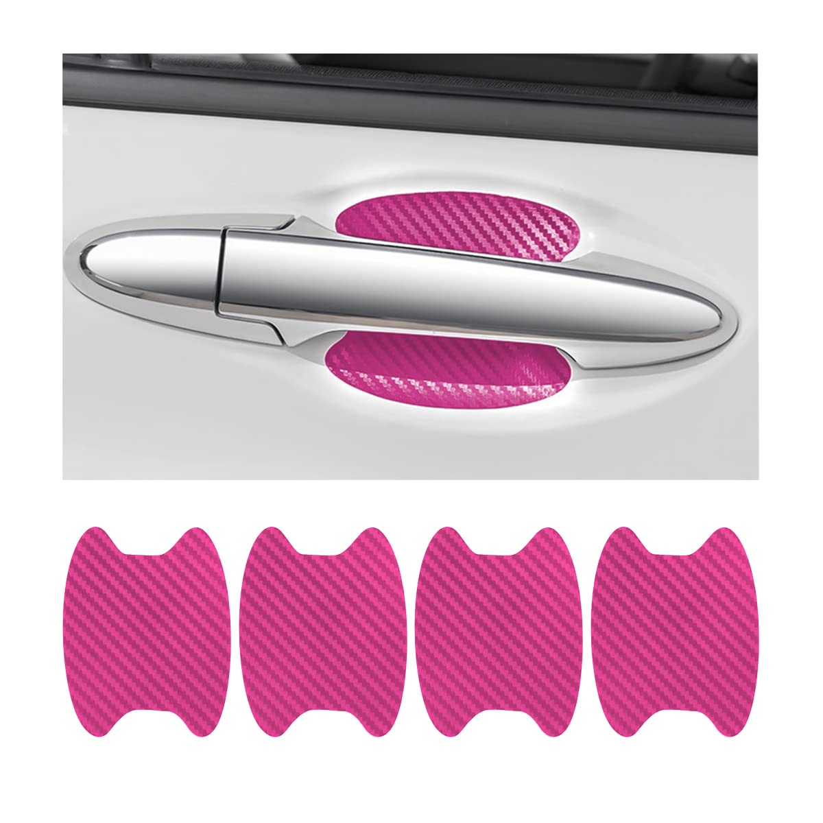 4PCS Sticker, Carbon Fiber Anti-Scratches Car Door Cup Protector, Non-Marking Auto Door Handle Protective Film, Universal for Most Car Handles (Black/4PCS)