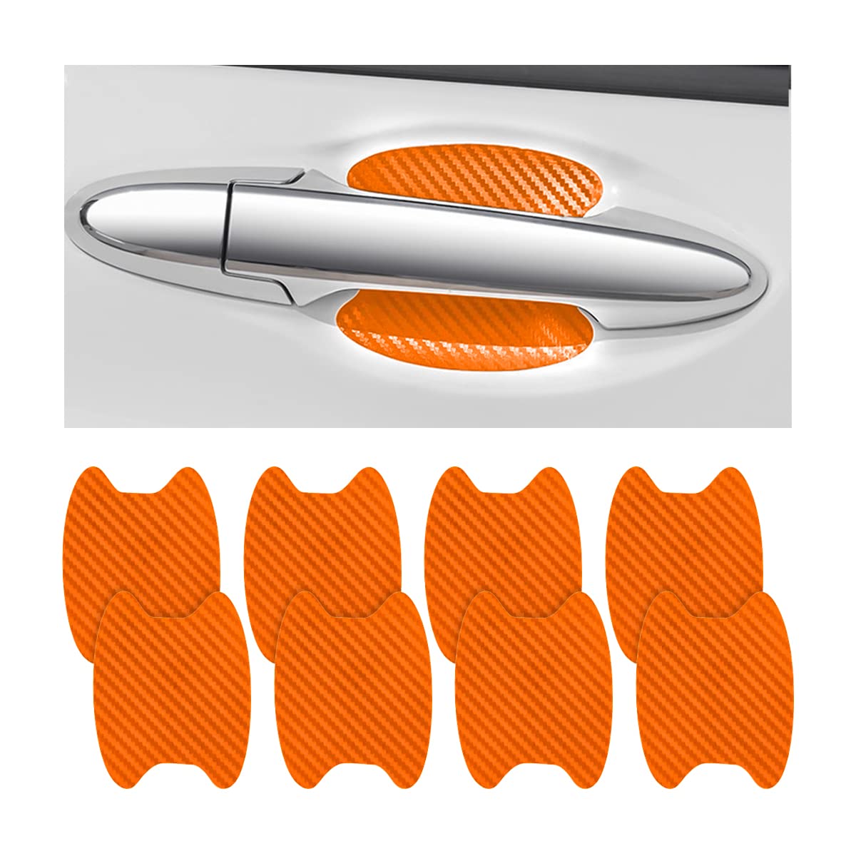 4PCS Sticker, Carbon Fiber Anti-Scratches Car Door Cup Protector, Non-Marking Auto Door Handle Protective Film, Universal for Most Car Handles (Black/4PCS)