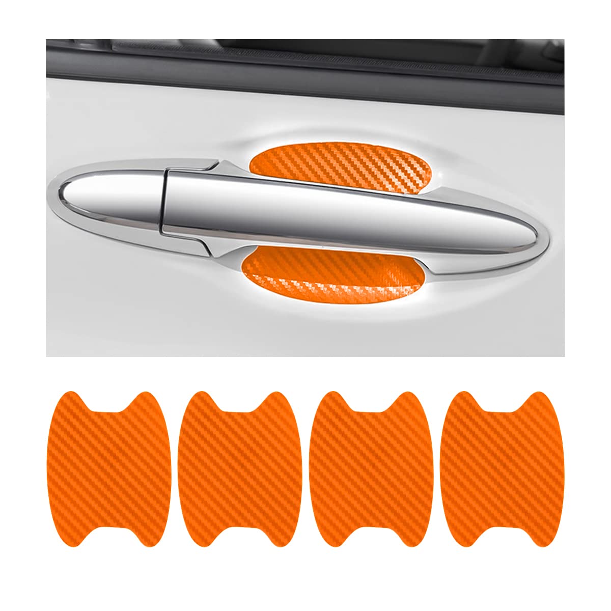 4PCS Sticker, Carbon Fiber Anti-Scratches Car Door Cup Protector, Non-Marking Auto Door Handle Protective Film, Universal for Most Car Handles (Black/4PCS)