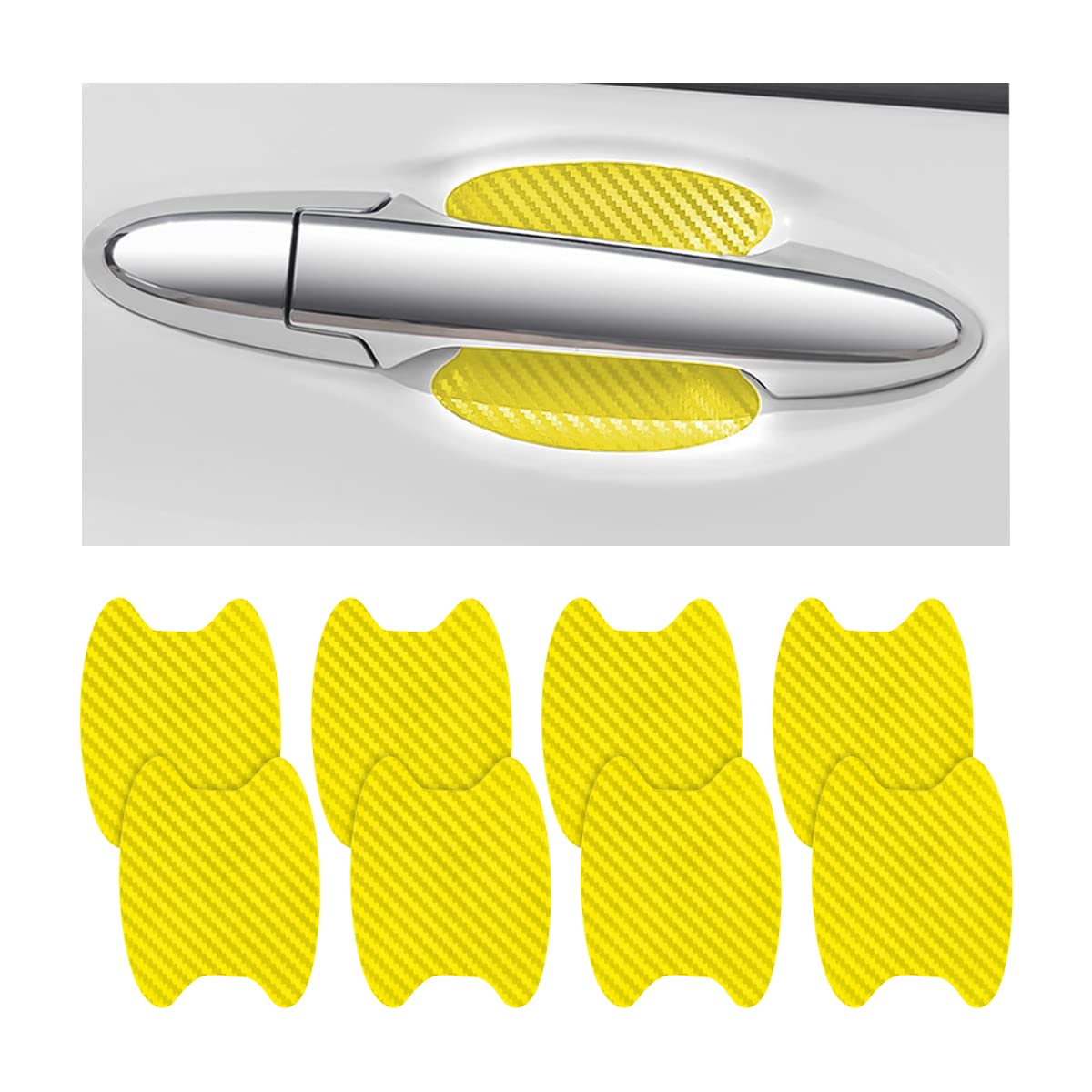 4PCS Sticker, Carbon Fiber Anti-Scratches Car Door Cup Protector, Non-Marking Auto Door Handle Protective Film, Universal for Most Car Handles (Black/4PCS)