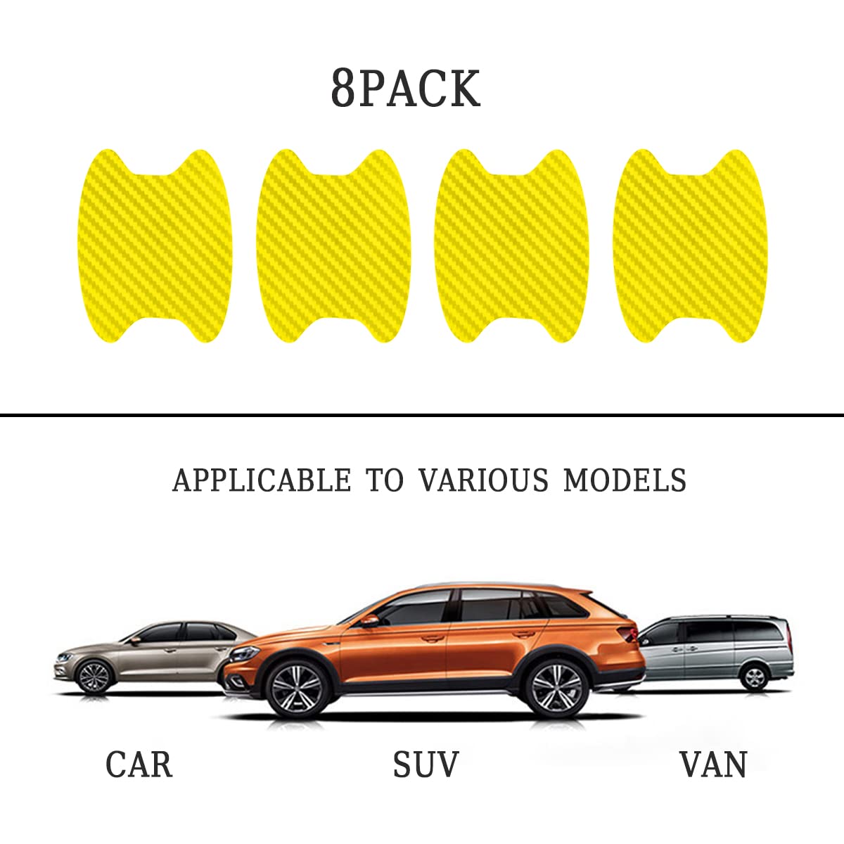 4PCS Sticker, Carbon Fiber Anti-Scratches Car Door Cup Protector, Non-Marking Auto Door Handle Protective Film, Universal for Most Car Handles (Black/4PCS)