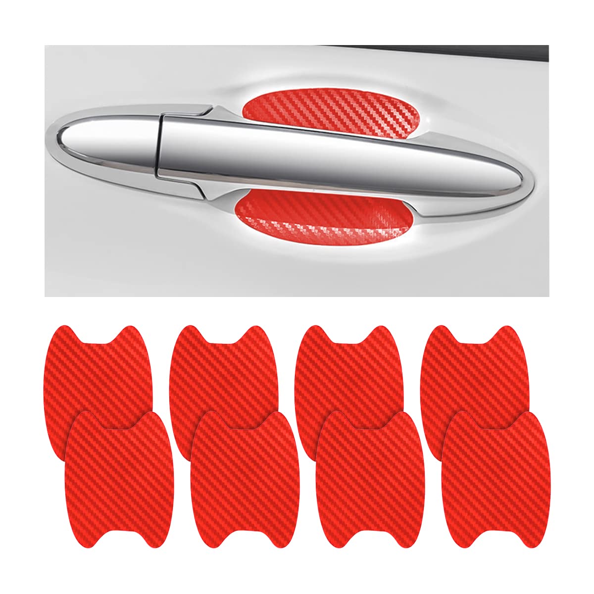 4PCS Sticker, Carbon Fiber Anti-Scratches Car Door Cup Protector, Non-Marking Auto Door Handle Protective Film, Universal for Most Car Handles (Black/4PCS)