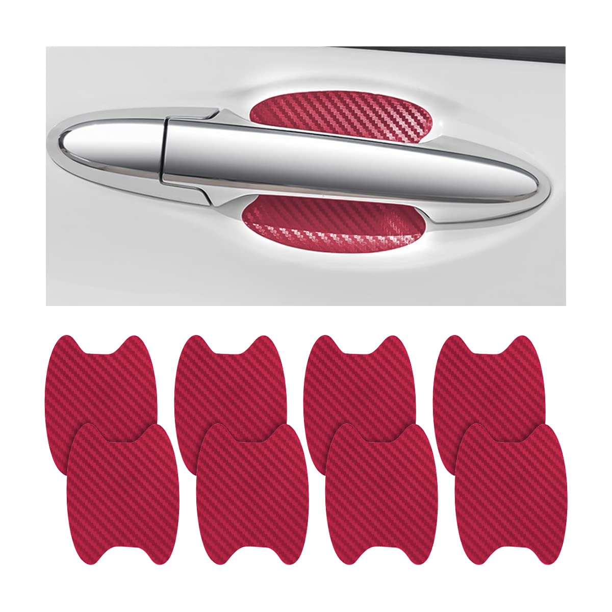 4PCS Sticker, Carbon Fiber Anti-Scratches Car Door Cup Protector, Non-Marking Auto Door Handle Protective Film, Universal for Most Car Handles (Black/4PCS)