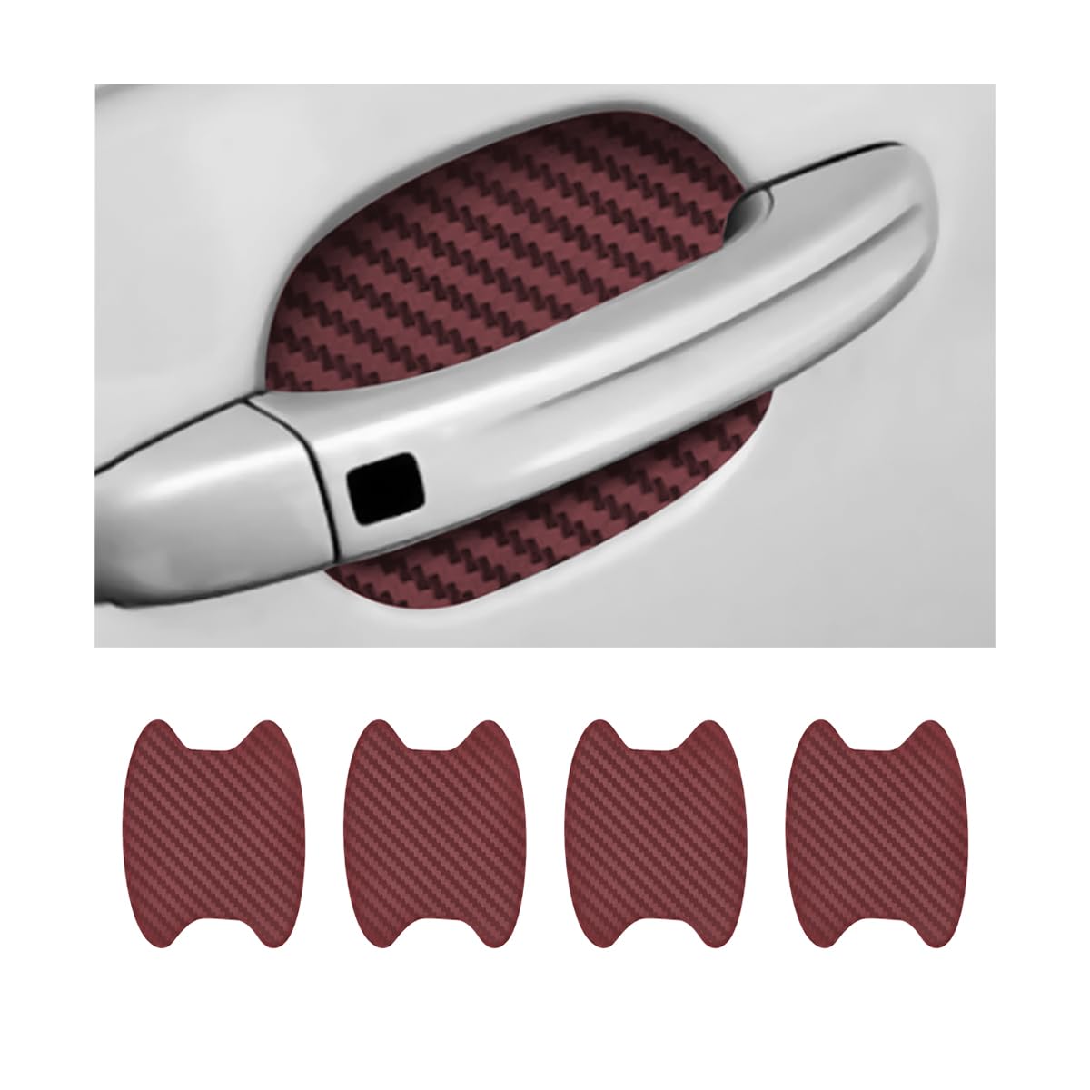 4PCS Sticker, Carbon Fiber Anti-Scratches Car Door Cup Protector, Non-Marking Auto Door Handle Protective Film, Universal for Most Car Handles (Black/4PCS)
