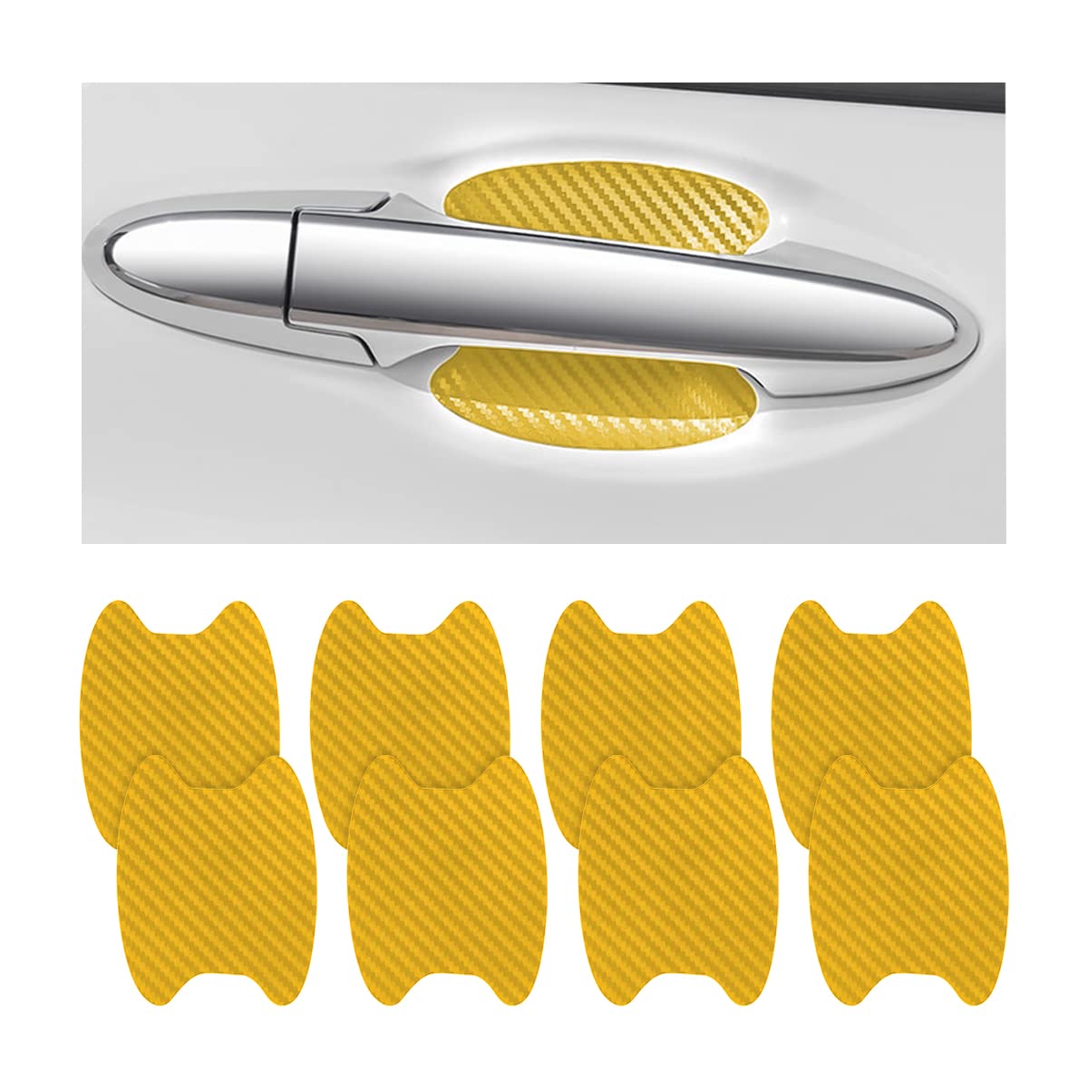 4PCS Sticker, Carbon Fiber Anti-Scratches Car Door Cup Protector, Non-Marking Auto Door Handle Protective Film, Universal for Most Car Handles (Black/4PCS)