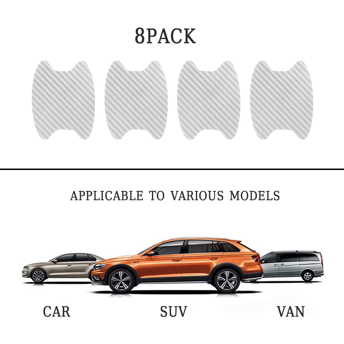 4PCS Sticker, Carbon Fiber Anti-Scratches Car Door Cup Protector, Non-Marking Auto Door Handle Protective Film, Universal for Most Car Handles (Black/4PCS)