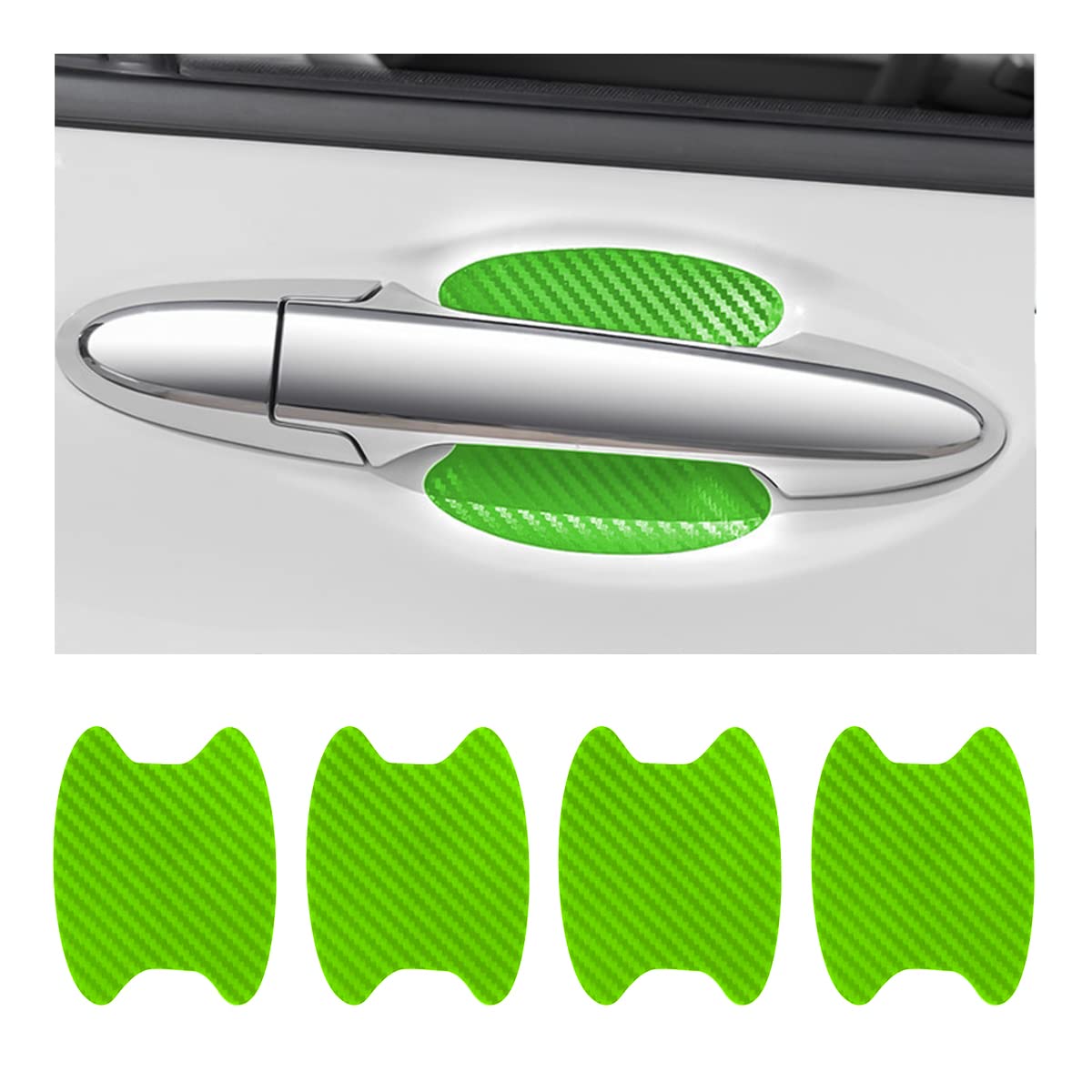 4PCS Sticker, Carbon Fiber Anti-Scratches Car Door Cup Protector, Non-Marking Auto Door Handle Protective Film, Universal for Most Car Handles (Black/4PCS)