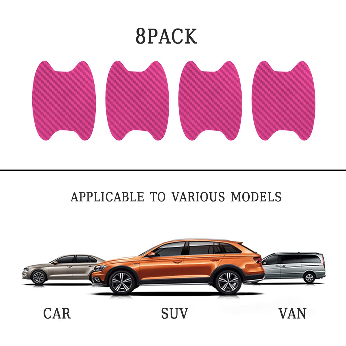 4PCS Sticker, Carbon Fiber Anti-Scratches Car Door Cup Protector, Non-Marking Auto Door Handle Protective Film, Universal for Most Car Handles (Black/4PCS)
