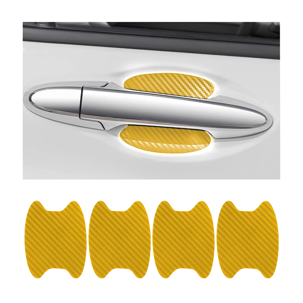 4PCS Sticker, Carbon Fiber Anti-Scratches Car Door Cup Protector, Non-Marking Auto Door Handle Protective Film, Universal for Most Car Handles (Black/4PCS)