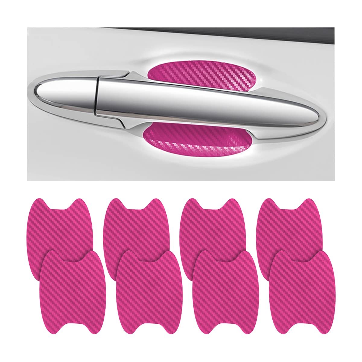 4PCS Sticker, Carbon Fiber Anti-Scratches Car Door Cup Protector, Non-Marking Auto Door Handle Protective Film, Universal for Most Car Handles (Black/4PCS)
