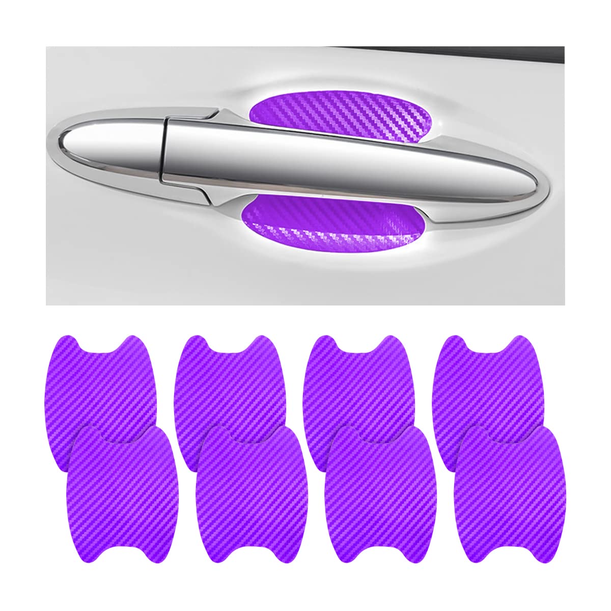 4PCS Sticker, Carbon Fiber Anti-Scratches Car Door Cup Protector, Non-Marking Auto Door Handle Protective Film, Universal for Most Car Handles (Black/4PCS)